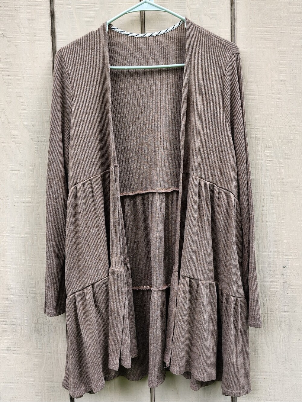 Maurices Ribbed Open-Front Cardigan Taupe Long Sleeve Sweater Granola Neutral